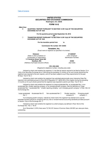 Thumbnail Verastem Oncology
 10-Q Quarterly Report FY2018 