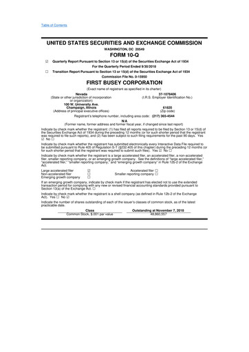 Thumbnail First Busey 10-Q Quarterly Report FY2018 