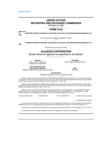 Thumbnail Glaukos 10-Q Quarterly Report FY2018 