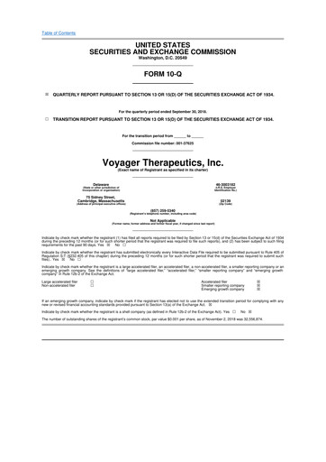 Thumbnail Voyager Therapeutics
 10-Q Quarterly Report FY2018 
