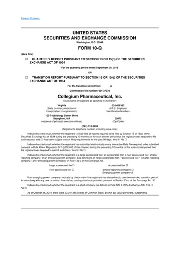 Thumbnail Collegium Pharmaceutical
 10-Q Quarterly Report FY2018 