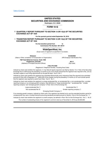 Thumbnail WideOpenWest 10-Q Quarterly Report FY2018 