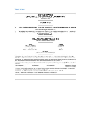 Thumbnail KALA BIO 10-Q Quarterly Report FY2018 