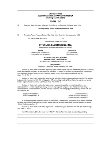 Thumbnail Interlink Electronics 10-Q Quarterly Report FY2018 