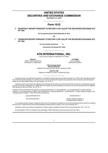 Thumbnail ATN International 10-Q Quarterly Report FY2018 