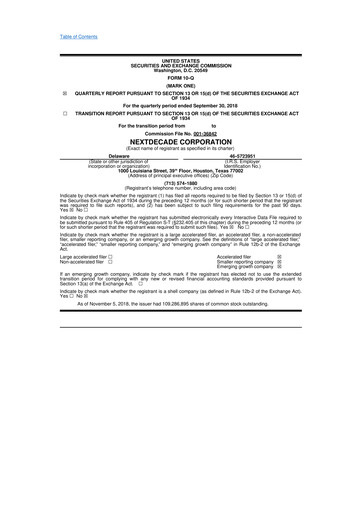 Thumbnail NextDecade Corp 10-Q Quarterly Report FY2018 