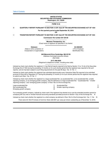 Thumbnail Mersana Therapeutics 10-Q Quarterly Report FY2018 