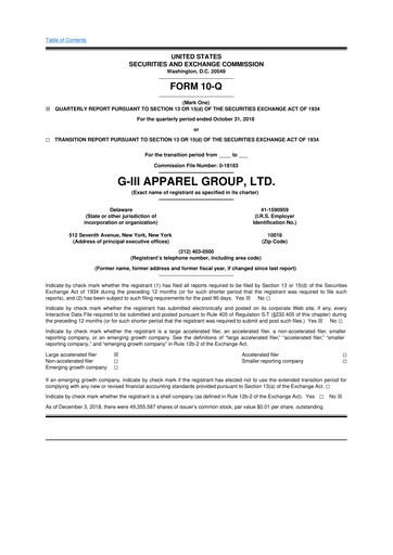 Thumbnail G-III Apparel Group 10-Q Quarterly Report FY2019 