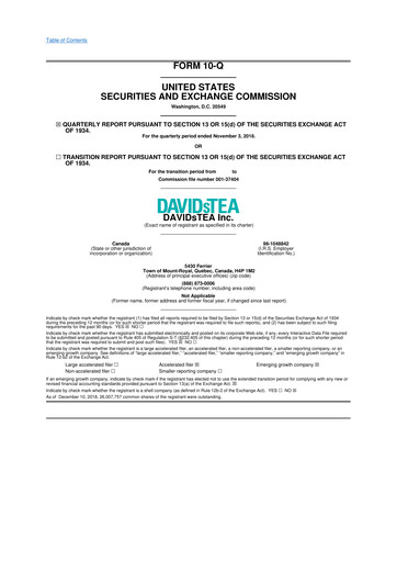 Thumbnail DAVIDsTEA 10-Q Quarterly Report FY2018 