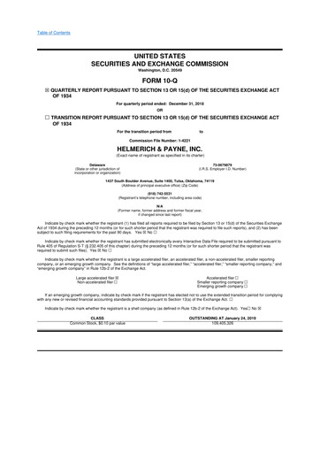 Thumbnail Helmerich & Payne

 10-Q Quarterly Report FY2019 