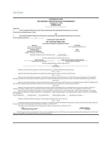 Miniature PC Connection
 10-K Rapport annuel 2018