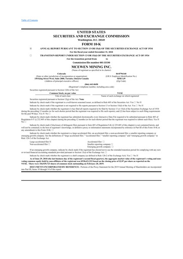 Thumbnail McEwen Mining 10-K Annual Report 2018