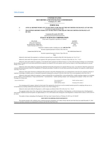 Thumbnail Exact Sciences 10-K Annual Report 2018