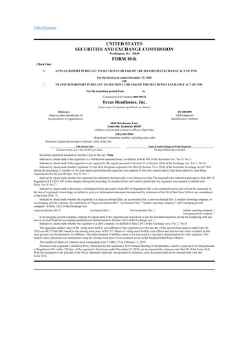 Thumbnail Texas Roadhouse
 10-K Annual Report 2018