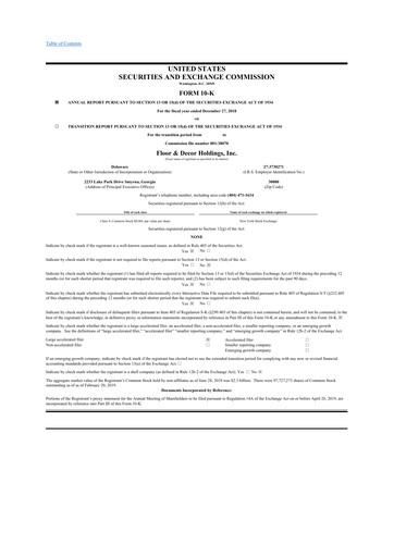 Miniature Floor & Decor

 10-K Rapport annuel 2018