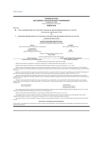 Miniature Veeco
 10-K Rapport annuel 2018