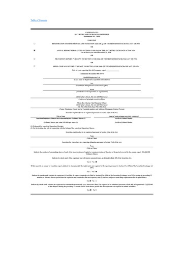 Thumbnail Redhill Biopharma 20-F Annual Report 2018