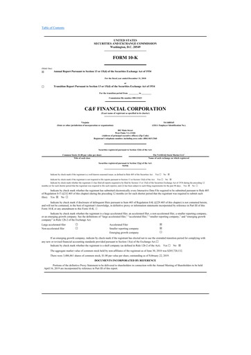 Thumbnail C&F Financial Corporation

 10-K Annual Report 2018