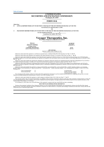 Thumbnail Voyager Therapeutics
 10-K Annual Report 2018