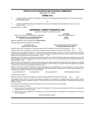 Vorschaubild UFP Industries
 10-K Jahresbericht 2018