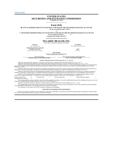 Thumbnail Teladoc Health
 10-K Annual Report 2018