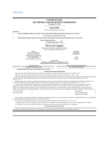 Thumbnail St. Joe Company
 10-K Annual Report 2018