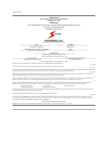 Thumbnail Stoneridge 10-K Annual Report 2018