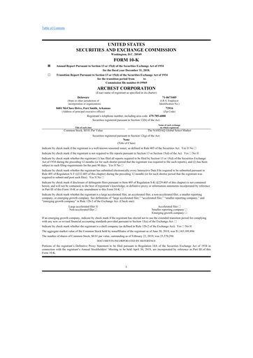 Thumbnail ArcBest 10-K Annual Report 2018