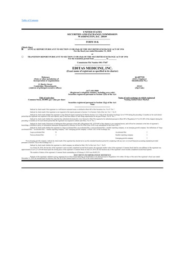 Thumbnail Editas Medicine
 10-K Annual Report 2018