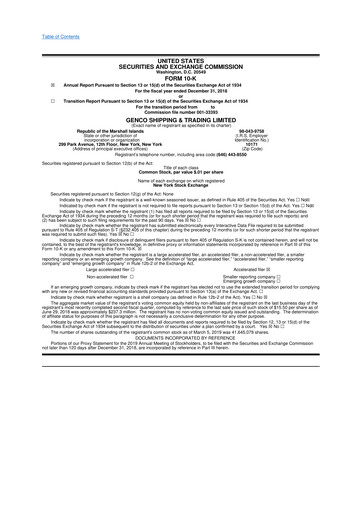 Thumbnail Genco Shipping & Trading 10-K Annual Report 2018