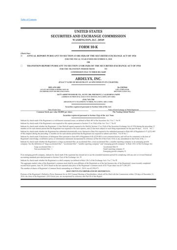 Thumbnail Ardelyx 10-K Annual Report 2018