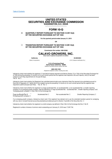 Thumbnail Calavo Growers
 10-Q Quarterly Report FY2019 