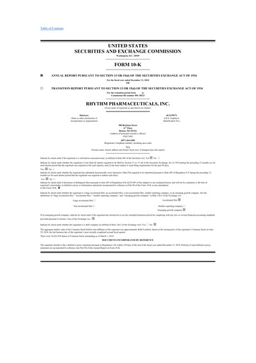 Thumbnail Rhythm Pharmaceuticals 10-K Annual Report 2018