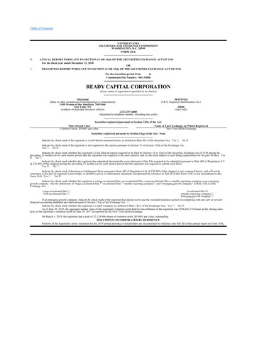 Miniature Ready Capital
 10-K Rapport annuel 2018