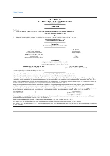 Thumbnail Cactus Inc 10-K Annual Report 2018