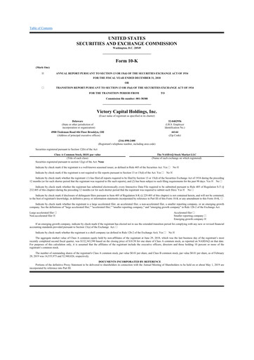 Thumbnail Victory Capital 10-K Annual Report 2018