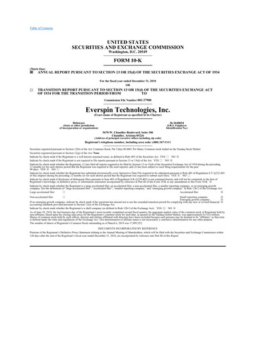 Thumbnail Everspin Technologies 10-K Annual Report 2018