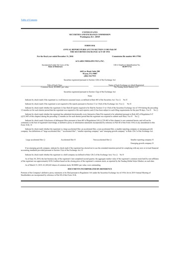 Thumbnail Aclaris Therapeutics 10-K Annual Report 2018