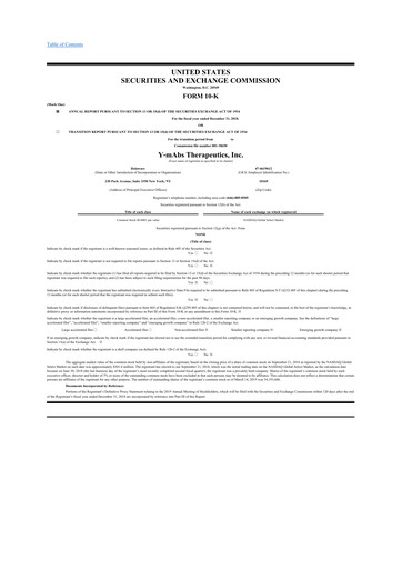 Thumbnail Y-mAbs Therapeutics
 10-K Annual Report 2018