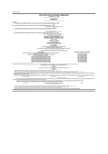 Vorschaubild Santander 20-F Jahresbericht 2018