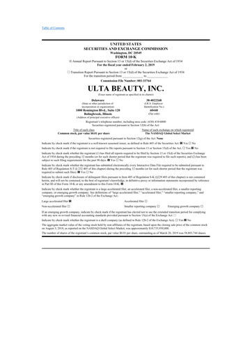 Thumbnail ULTA Beauty
 10-K Annual Report 2018