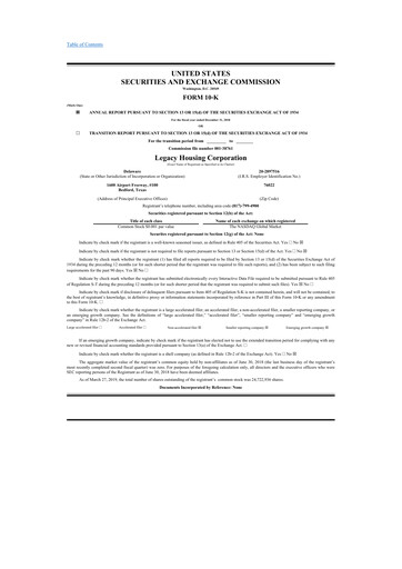 Thumbnail Legacy Housing Corporation 10-K Annual Report 