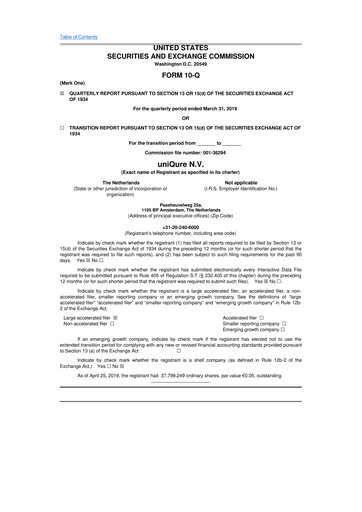 Thumbnail uniQure 10-Q Quarterly Report FY2019 