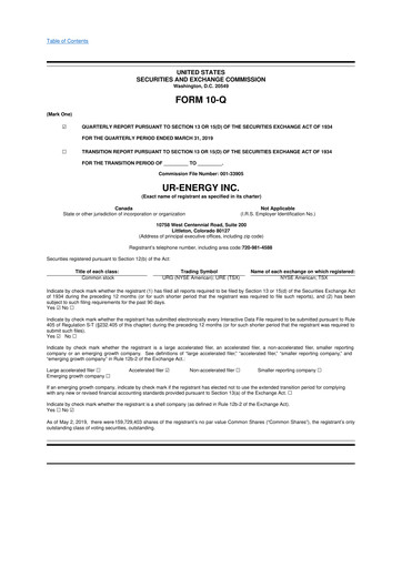 Thumbnail Ur-Energy 10-Q Quarterly Report FY2019 