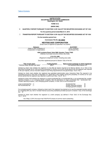 Thumbnail NextDecade Corp 10-Q Quarterly Report FY2019 