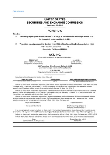 Thumbnail AXT Inc
 10-Q Quarterly Report FY2019 