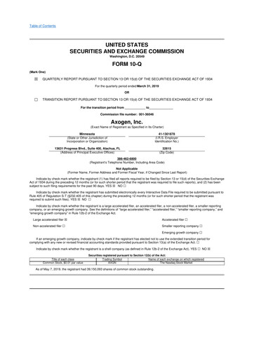 Thumbnail Axogen 10-Q Quarterly Report FY2019 