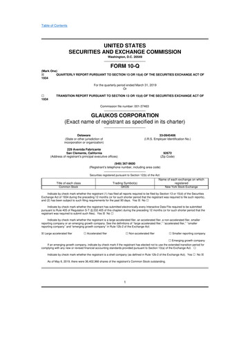 Thumbnail Glaukos 10-Q Quarterly Report FY2019 