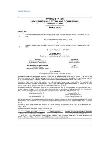 Miniature Cactus Inc 10-Q Rapport trimestriel 2019 