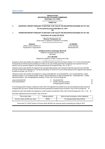Thumbnail Mersana Therapeutics 10-Q Quarterly Report FY2019 